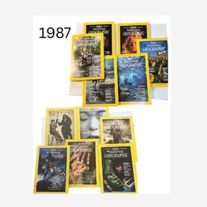 National Geographic Complete 1987 Set With Binders With 5 Supplement Map Issues